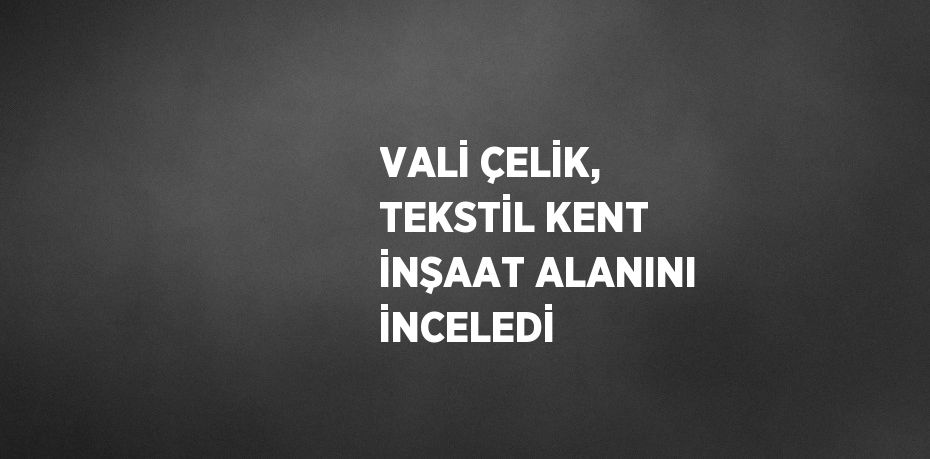 VALİ ÇELİK, TEKSTİL KENT İNŞAAT ALANINI İNCELEDİ