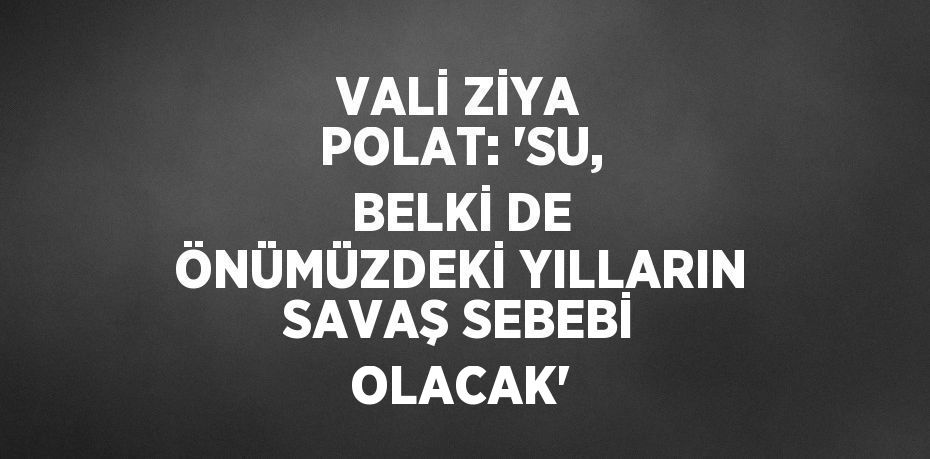 VALİ ZİYA POLAT: 'SU, BELKİ DE ÖNÜMÜZDEKİ YILLARIN SAVAŞ SEBEBİ OLACAK'