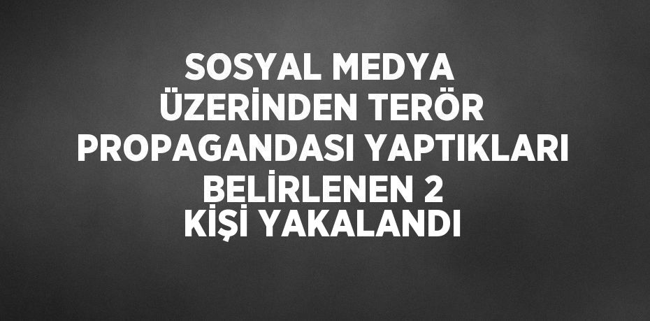 SOSYAL MEDYA ÜZERİNDEN TERÖR PROPAGANDASI YAPTIKLARI BELİRLENEN 2 KİŞİ YAKALANDI