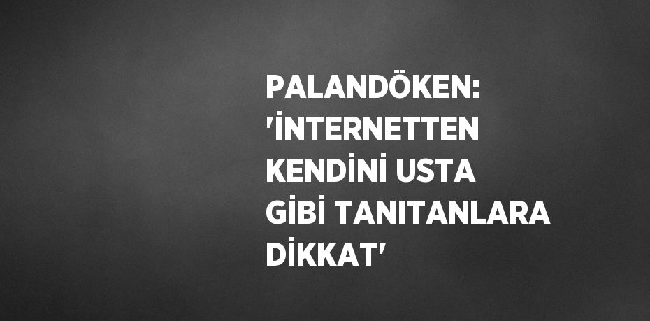 PALANDÖKEN: 'İNTERNETTEN KENDİNİ USTA GİBİ TANITANLARA DİKKAT'