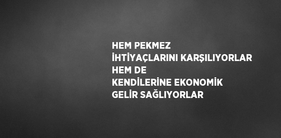 HEM PEKMEZ İHTİYAÇLARINI KARŞILIYORLAR HEM DE KENDİLERİNE EKONOMİK GELİR SAĞLIYORLAR