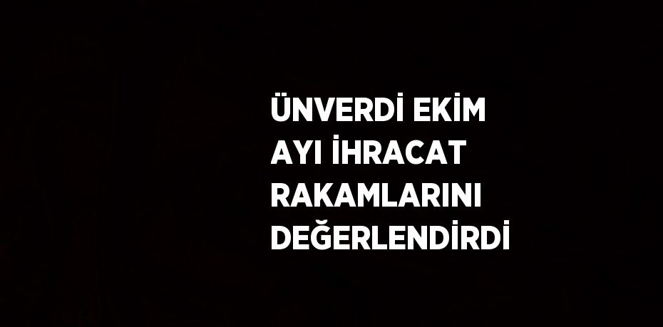 ÜNVERDİ EKİM AYI İHRACAT RAKAMLARINI DEĞERLENDİRDİ