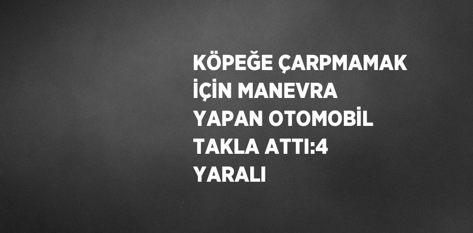 KÖPEĞE ÇARPMAMAK İÇİN MANEVRA YAPAN OTOMOBİL TAKLA ATTI:4 YARALI