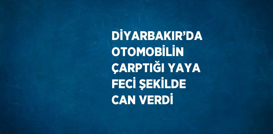 DİYARBAKIR’DA OTOMOBİLİN ÇARPTIĞI YAYA FECİ ŞEKİLDE CAN VERDİ