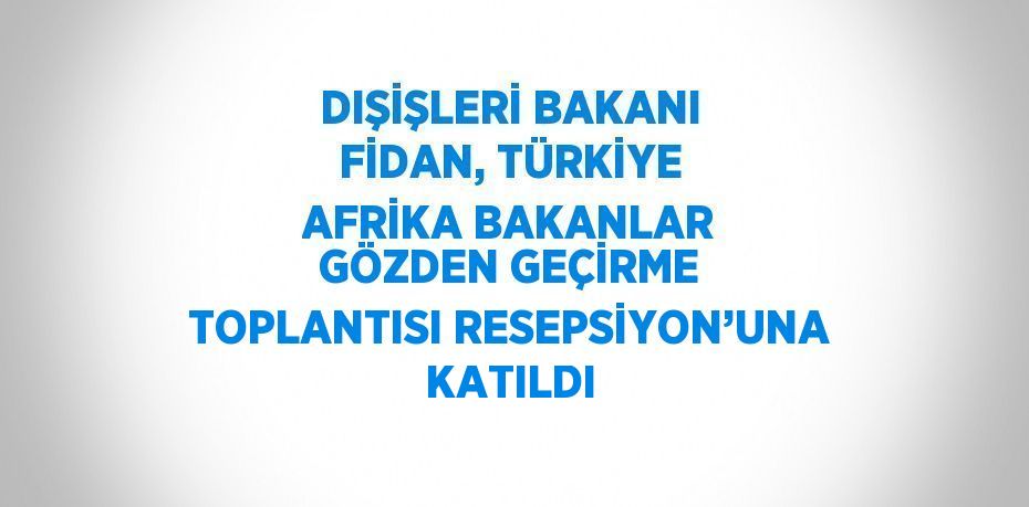 DIŞİŞLERİ BAKANI FİDAN, TÜRKİYE AFRİKA BAKANLAR GÖZDEN GEÇİRME TOPLANTISI RESEPSİYON’UNA KATILDI