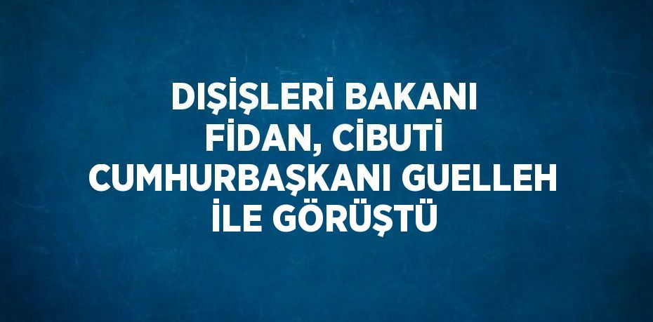 DIŞİŞLERİ BAKANI FİDAN, CİBUTİ CUMHURBAŞKANI GUELLEH İLE GÖRÜŞTÜ