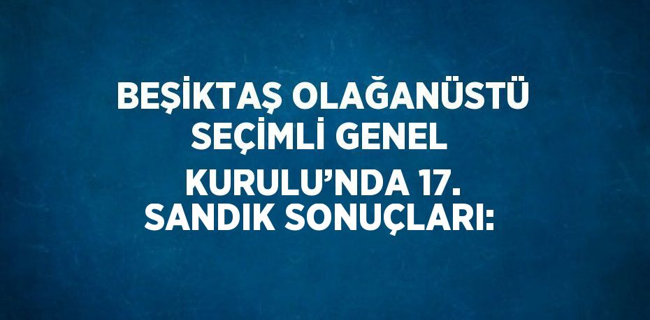 BEŞİKTAŞ OLAĞANÜSTÜ SEÇİMLİ GENEL KURULU’NDA 17. SANDIK SONUÇLARI: