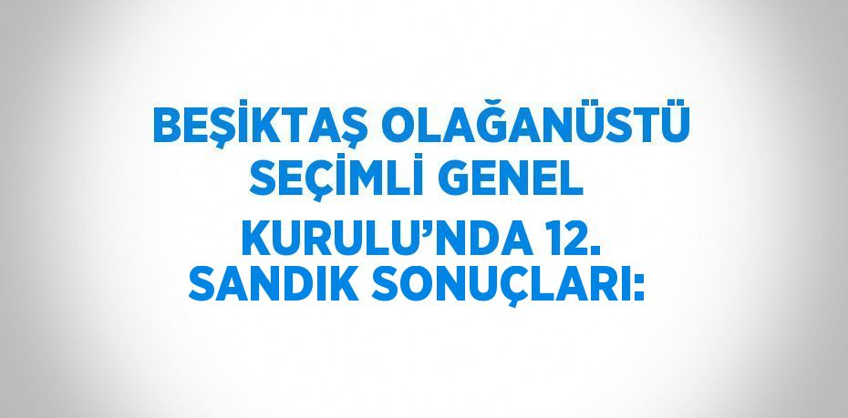 BEŞİKTAŞ OLAĞANÜSTÜ SEÇİMLİ GENEL KURULU’NDA 12. SANDIK SONUÇLARI: