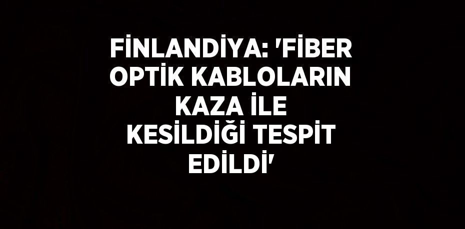 FİNLANDİYA: 'FİBER OPTİK KABLOLARIN KAZA İLE KESİLDİĞİ TESPİT EDİLDİ'