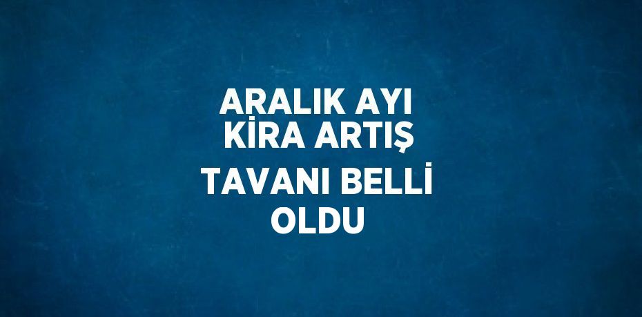 ARALIK AYI KİRA ARTIŞ TAVANI BELLİ OLDU