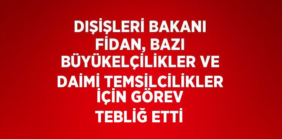 DIŞİŞLERİ BAKANI FİDAN, BAZI BÜYÜKELÇİLİKLER VE DAİMİ TEMSİLCİLİKLER İÇİN GÖREV TEBLİĞ ETTİ