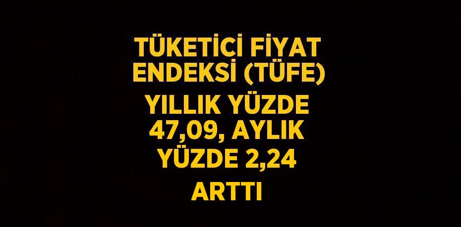 TÜKETİCİ FİYAT ENDEKSİ (TÜFE) YILLIK YÜZDE 47,09, AYLIK YÜZDE 2,24 ARTTI