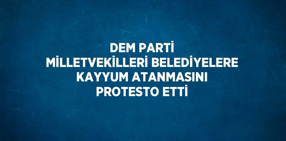 DEM PARTİ MİLLETVEKİLLERİ BELEDİYELERE KAYYUM ATANMASINI PROTESTO ETTİ