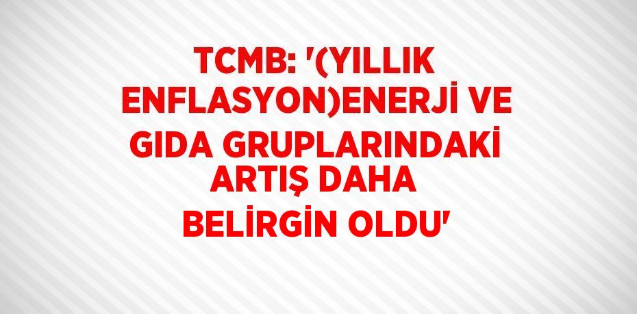 TCMB: '(YILLIK ENFLASYON)ENERJİ VE GIDA GRUPLARINDAKİ ARTIŞ DAHA BELİRGİN OLDU'