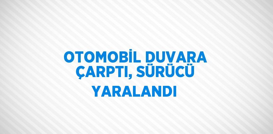 OTOMOBİL DUVARA ÇARPTI, SÜRÜCÜ YARALANDI