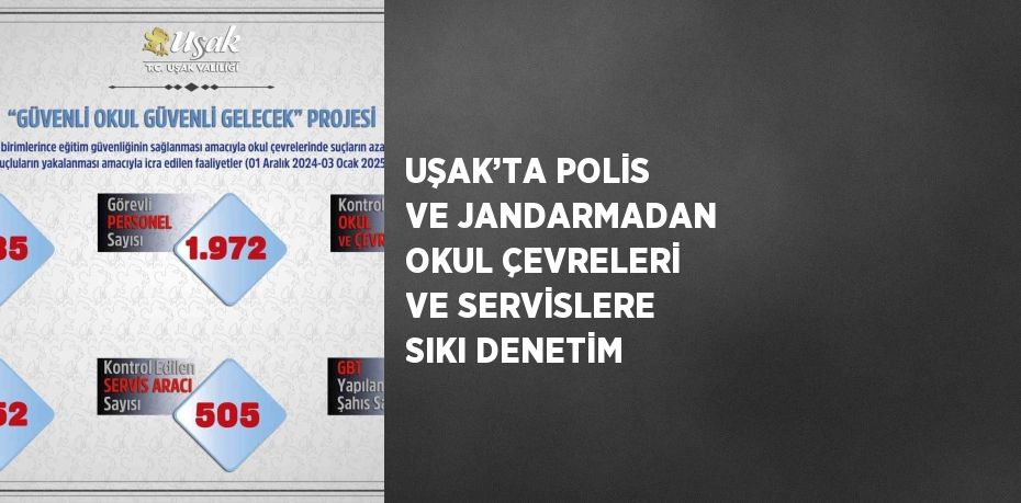 UŞAK’TA POLİS VE JANDARMADAN OKUL ÇEVRELERİ VE SERVİSLERE SIKI DENETİM