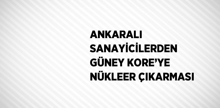 ANKARALI SANAYİCİLERDEN GÜNEY KORE’YE NÜKLEER ÇIKARMASI