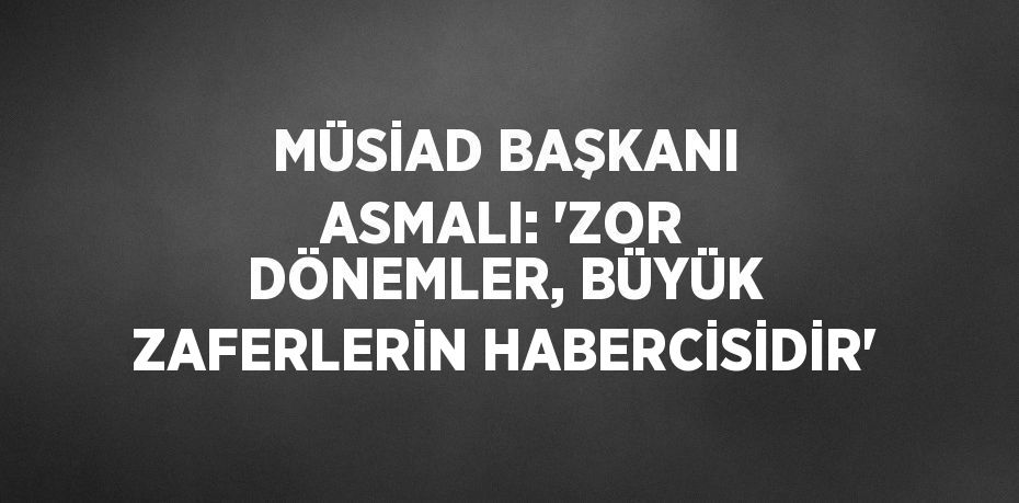 MÜSİAD BAŞKANI ASMALI: 'ZOR DÖNEMLER, BÜYÜK ZAFERLERİN HABERCİSİDİR'