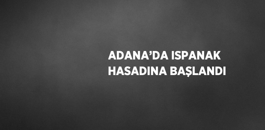ADANA’DA ISPANAK HASADINA BAŞLANDI