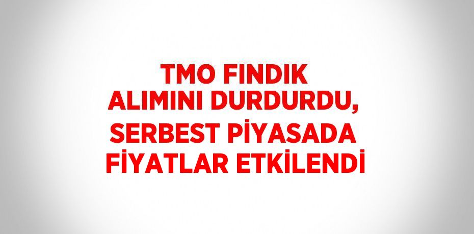 TMO FINDIK ALIMINI DURDURDU, SERBEST PİYASADA FİYATLAR ETKİLENDİ