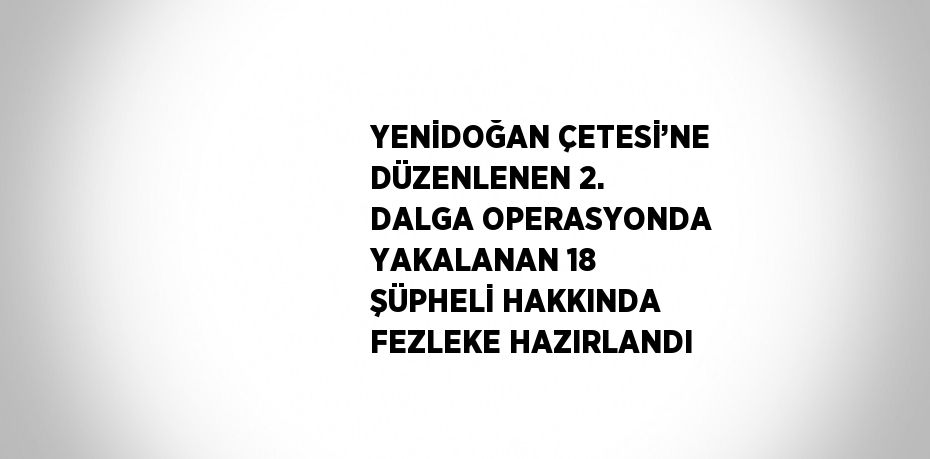 YENİDOĞAN ÇETESİ’NE DÜZENLENEN 2. DALGA OPERASYONDA YAKALANAN 18 ŞÜPHELİ HAKKINDA FEZLEKE HAZIRLANDI