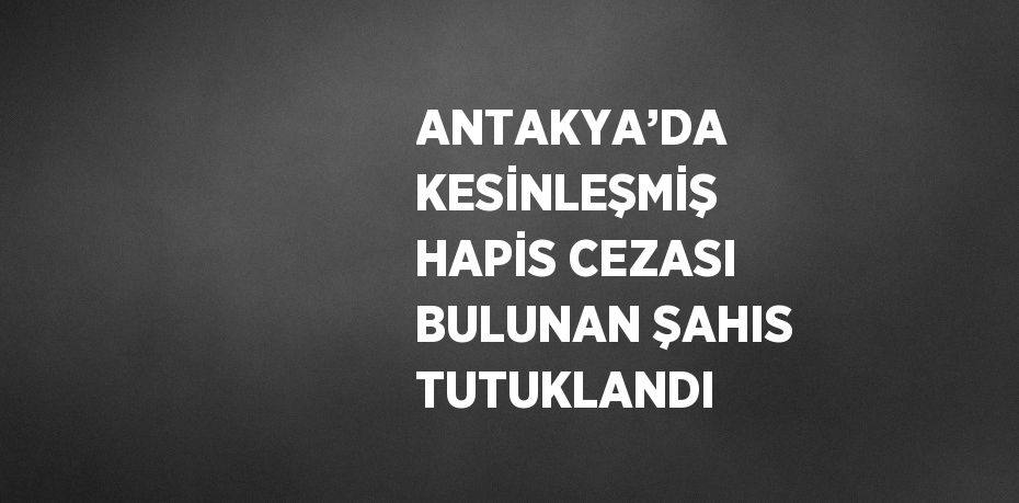 ANTAKYA’DA KESİNLEŞMİŞ HAPİS CEZASI BULUNAN ŞAHIS TUTUKLANDI