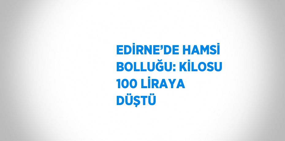 EDİRNE’DE HAMSİ BOLLUĞU: KİLOSU 100 LİRAYA DÜŞTÜ