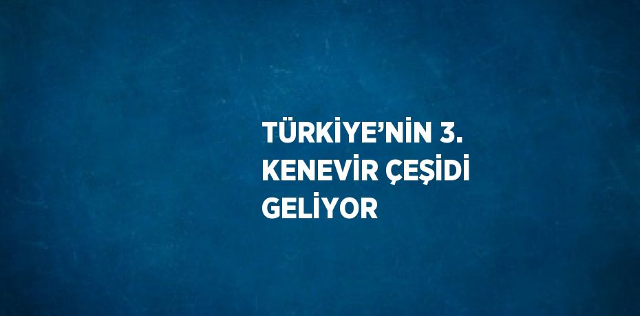 TÜRKİYE’NİN 3. KENEVİR ÇEŞİDİ GELİYOR