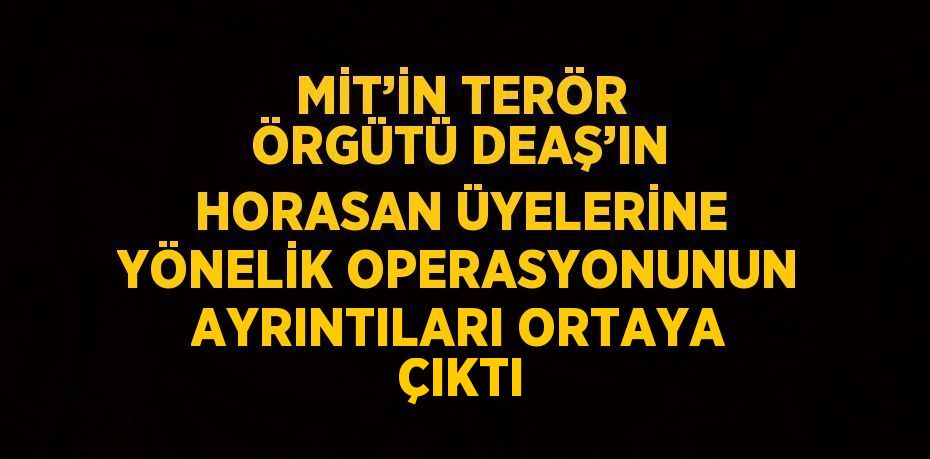 MİT’İN TERÖR ÖRGÜTÜ DEAŞ’IN HORASAN ÜYELERİNE YÖNELİK OPERASYONUNUN AYRINTILARI ORTAYA ÇIKTI