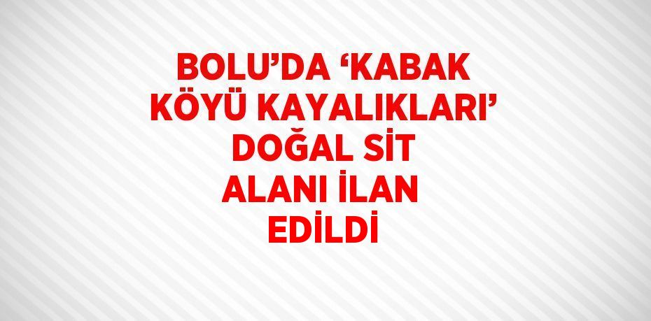 BOLU’DA ‘KABAK KÖYÜ KAYALIKLARI’ DOĞAL SİT ALANI İLAN EDİLDİ