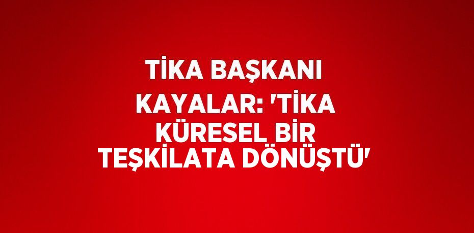 TİKA BAŞKANI KAYALAR: 'TİKA KÜRESEL BİR TEŞKİLATA DÖNÜŞTÜ'