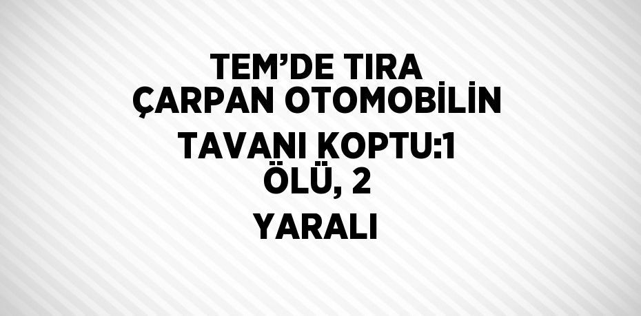 TEM’DE TIRA ÇARPAN OTOMOBİLİN TAVANI KOPTU:1 ÖLÜ, 2 YARALI