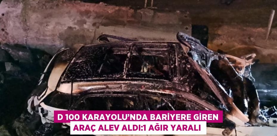 D 100 KARAYOLU’NDA BARİYERE GİREN ARAÇ ALEV ALDI:1 AĞIR YARALI