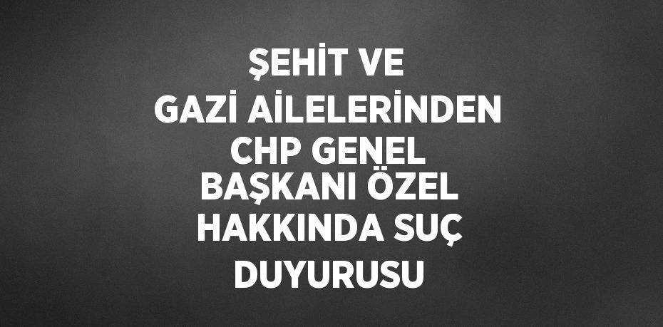 ŞEHİT VE GAZİ AİLELERİNDEN CHP GENEL BAŞKANI ÖZEL HAKKINDA SUÇ DUYURUSU