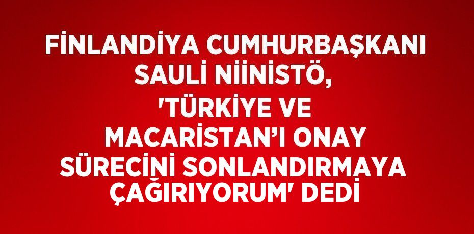 FİNLANDİYA CUMHURBAŞKANI SAULİ NİİNİSTÖ, 'TÜRKİYE VE MACARİSTAN’I ONAY SÜRECİNİ SONLANDIRMAYA ÇAĞIRIYORUM' DEDİ