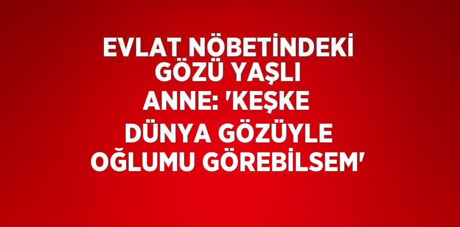 EVLAT NÖBETİNDEKİ GÖZÜ YAŞLI ANNE: 'KEŞKE DÜNYA GÖZÜYLE OĞLUMU GÖREBİLSEM'