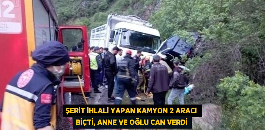 ŞERİT İHLALİ YAPAN KAMYON 2 ARACI BİÇTİ, ANNE VE OĞLU CAN VERDİ