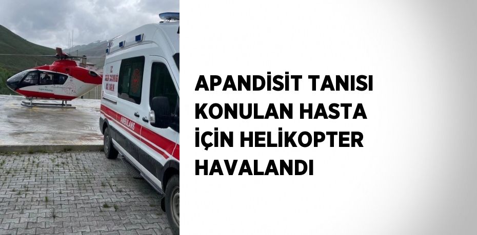 APANDİSİT TANISI KONULAN HASTA İÇİN HELİKOPTER HAVALANDI