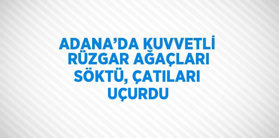 ADANA’DA KUVVETLİ RÜZGAR AĞAÇLARI SÖKTÜ, ÇATILARI UÇURDU