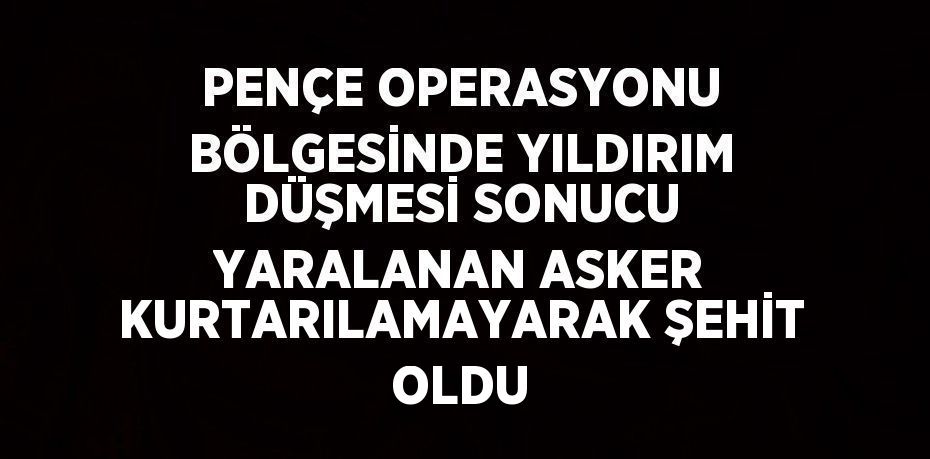 PENÇE OPERASYONU BÖLGESİNDE YILDIRIM DÜŞMESİ SONUCU YARALANAN ASKER KURTARILAMAYARAK ŞEHİT OLDU