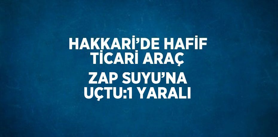 HAKKARİ’DE HAFİF TİCARİ ARAÇ ZAP SUYU’NA UÇTU:1 YARALI