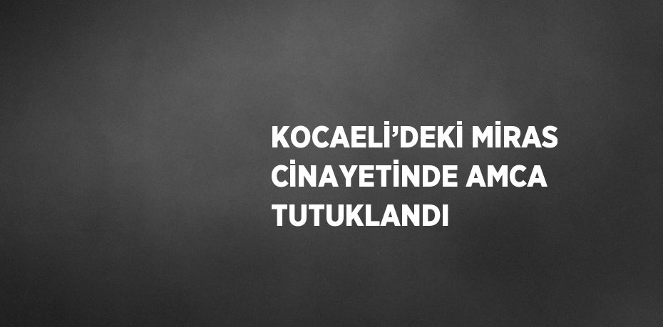 KOCAELİ’DEKİ MİRAS CİNAYETİNDE AMCA TUTUKLANDI