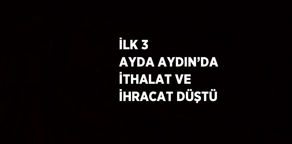 İLK 3 AYDA AYDIN’DA İTHALAT VE İHRACAT DÜŞTÜ