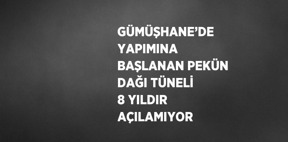 GÜMÜŞHANE’DE YAPIMINA BAŞLANAN PEKÜN DAĞI TÜNELİ 8 YILDIR AÇILAMIYOR
