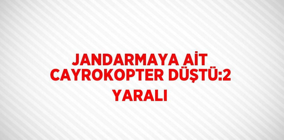 JANDARMAYA AİT CAYROKOPTER DÜŞTÜ:2 YARALI