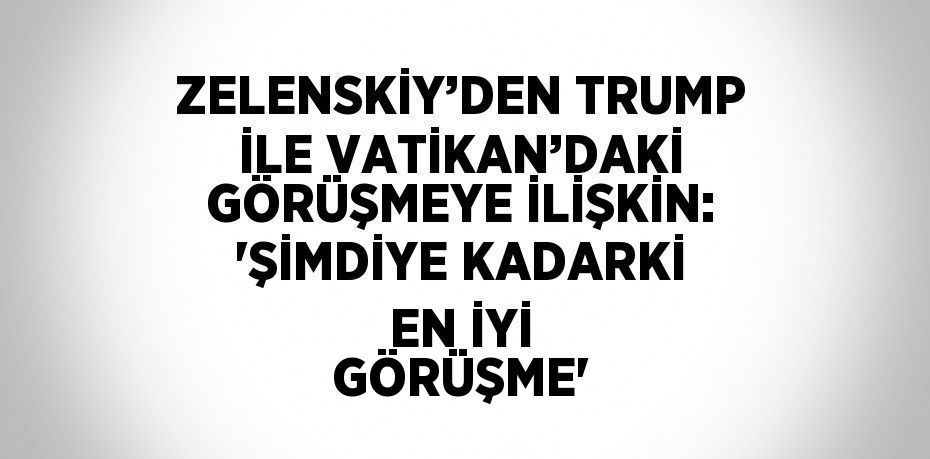 ZELENSKİY’DEN TRUMP İLE VATİKAN’DAKİ GÖRÜŞMEYE İLİŞKİN: 'ŞİMDİYE KADARKİ EN İYİ GÖRÜŞME'