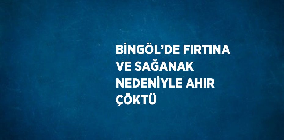 BİNGÖL’DE FIRTINA VE SAĞANAK NEDENİYLE AHIR ÇÖKTÜ