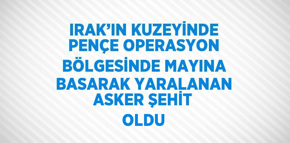 IRAK’IN KUZEYİNDE PENÇE OPERASYON BÖLGESİNDE MAYINA BASARAK YARALANAN ASKER ŞEHİT OLDU