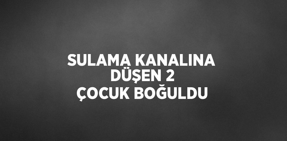 SULAMA KANALINA DÜŞEN 2 ÇOCUK BOĞULDU