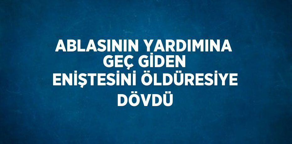 ABLASININ YARDIMINA GEÇ GİDEN ENİŞTESİNİ ÖLDÜRESİYE DÖVDÜ